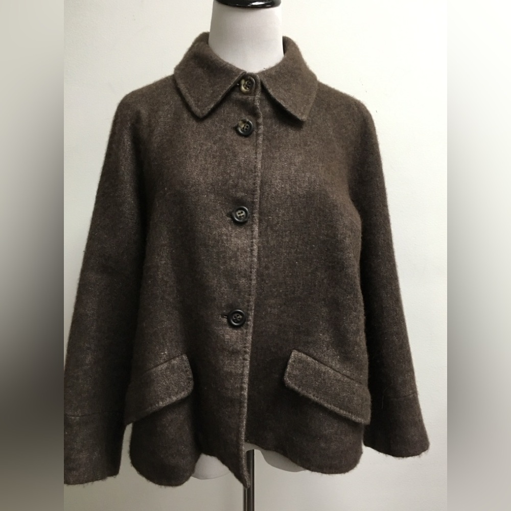 Cividini Brown tweed cashmere jacket blazer Made in Italy dolman sleeve L i48